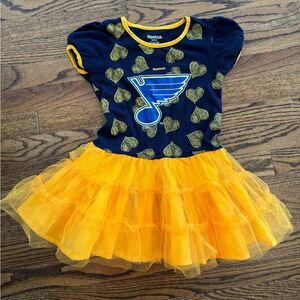 St Louis Blues Reebok Logo Tutu Heart Dress Navy Blue Yellow Medium 5 6